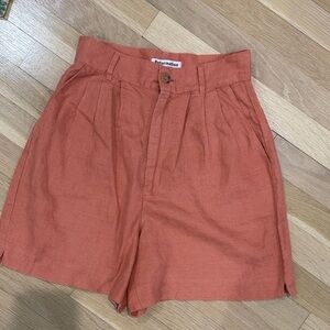Reformation high waist linen burnt orange shorts, 2